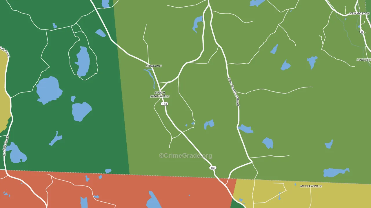 South Sandisfield, MA Map of Vandalism Rates