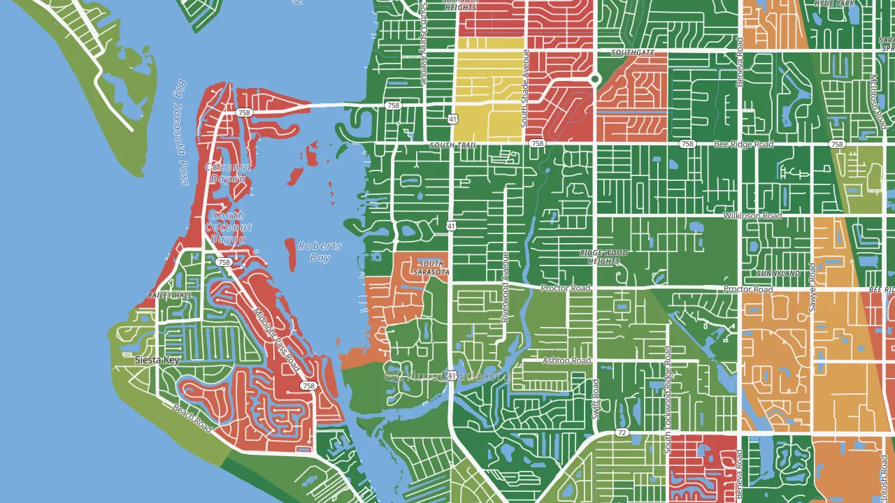 South Sarasota, FL Map of Vandalism Rates