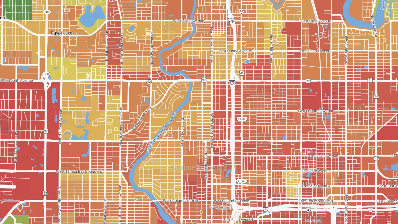 South Seminole Heights, Tampa, FL Map of Vandalism Rates