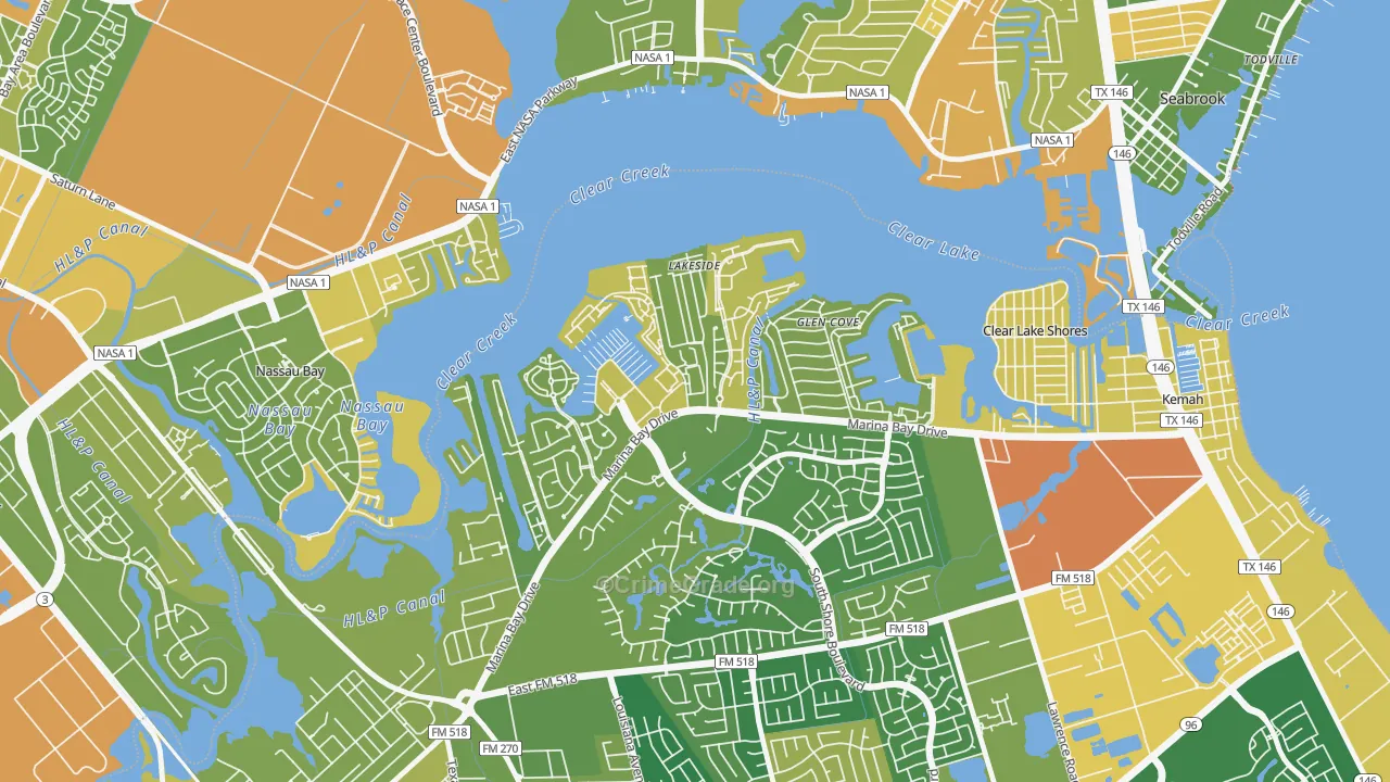 South Shore Harbour and Marina, League City, TX Map of Vandalism Rates