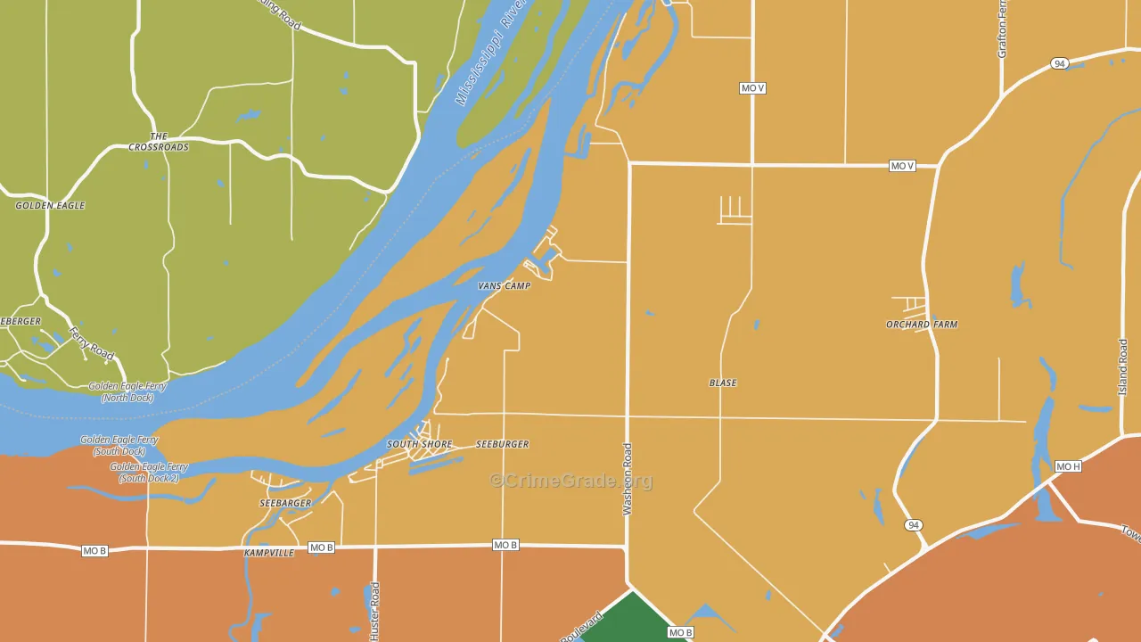 South Shore, MO Map of Vandalism Rates