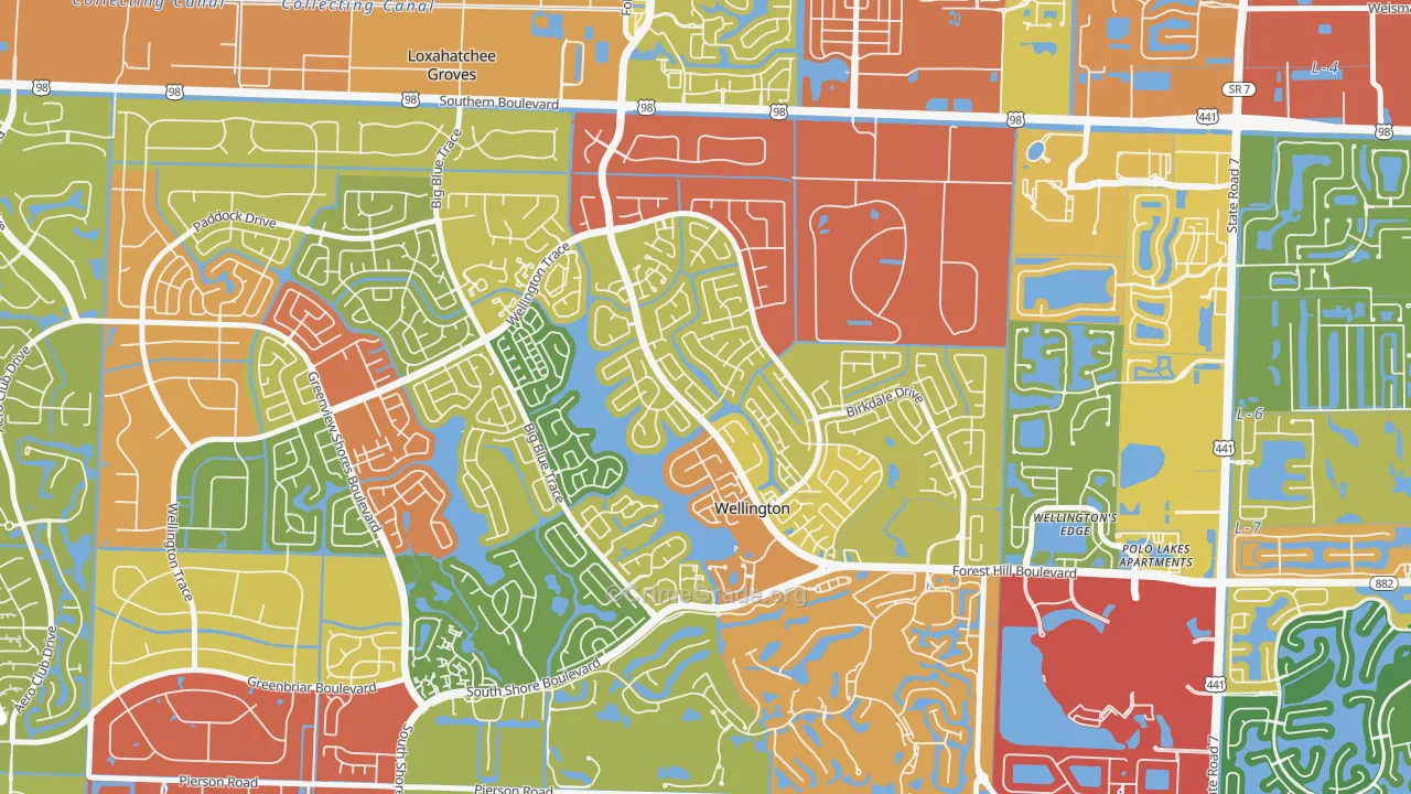 South Shore of Wellington, Wellington, FL Map of Vandalism Rates