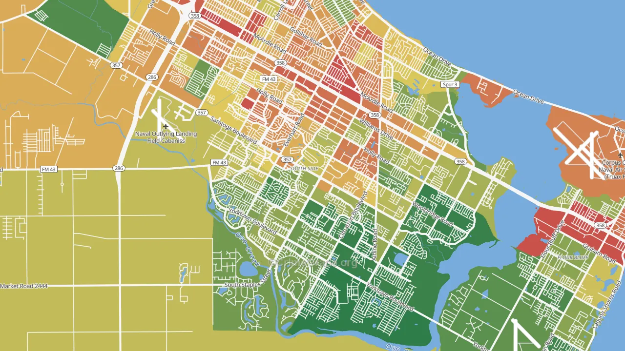 South Side, Corpus Christi, TX Map of Vandalism Rates