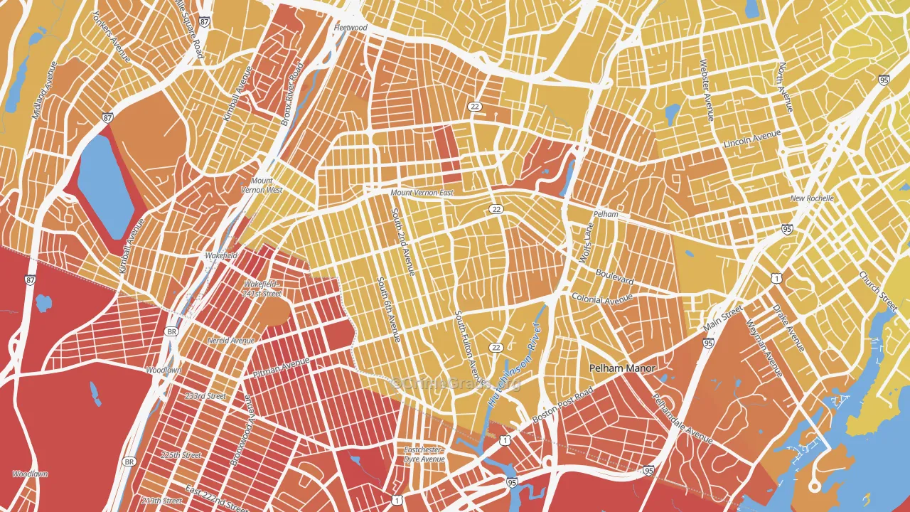 South Side, Mount Vernon, NY Map of Vandalism Rates