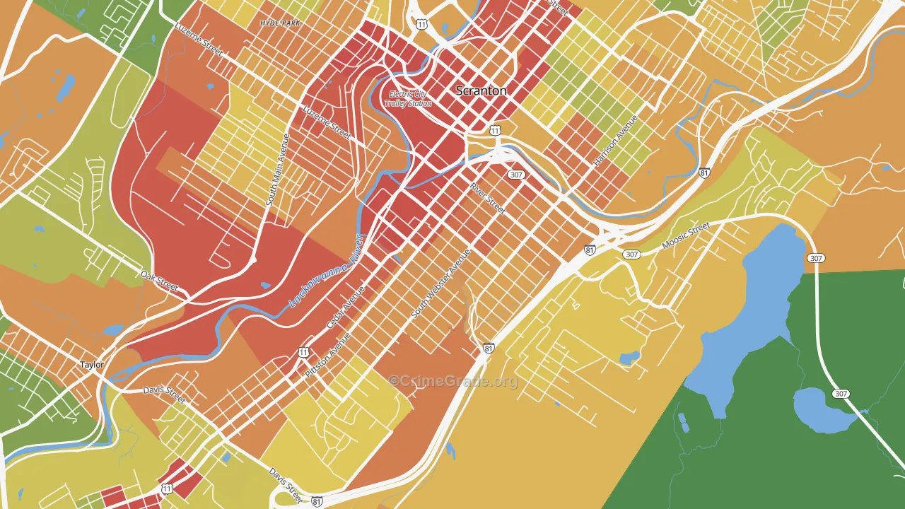 South Side, Scranton, PA Map of Vandalism Rates