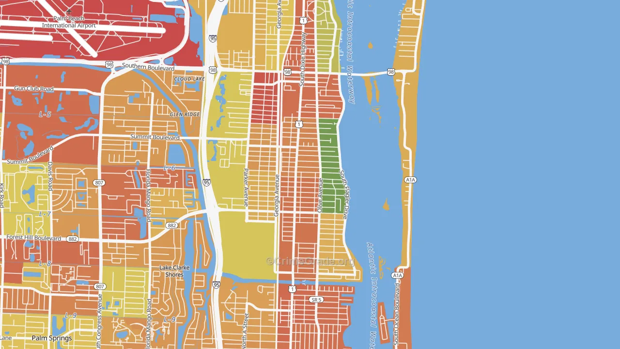 South Side, West Palm Beach, FL Map of Vandalism Rates