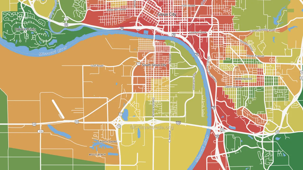 South Sioux City, NE Map of Vandalism Rates