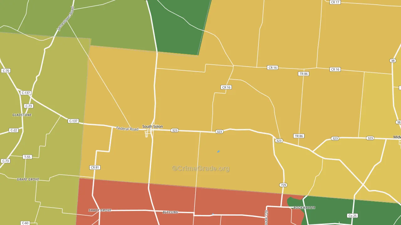 South Solon, OH Map of Vandalism Rates
