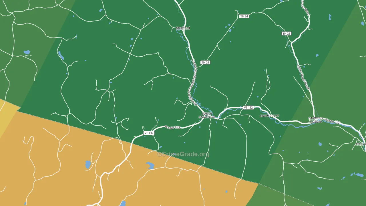 South Strafford, VT Map of Vandalism Rates