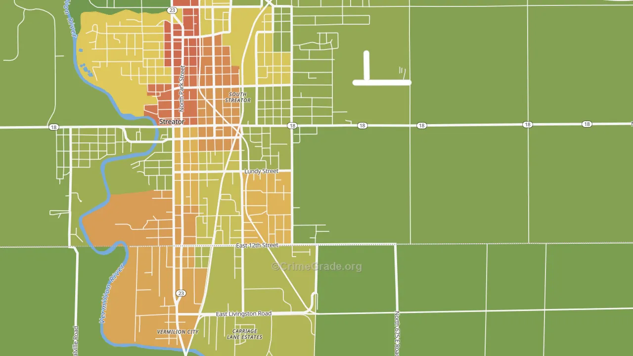 South Streator, IL Map of Vandalism Rates
