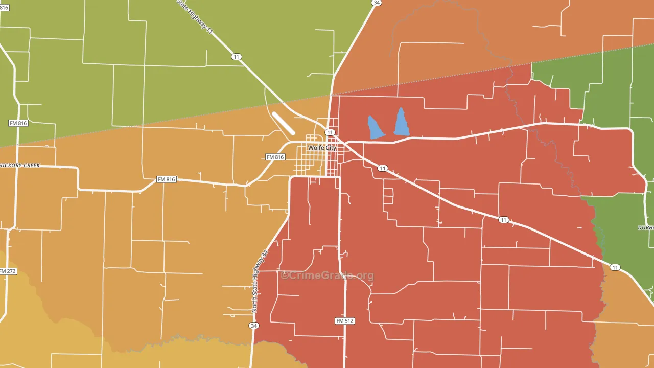 South Sulphur, TX Map of Vandalism Rates