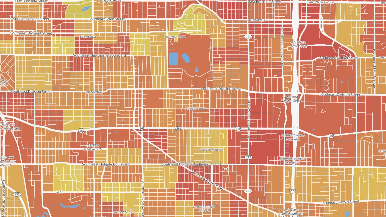 South Tabor, Portland, OR Map of Vandalism Rates