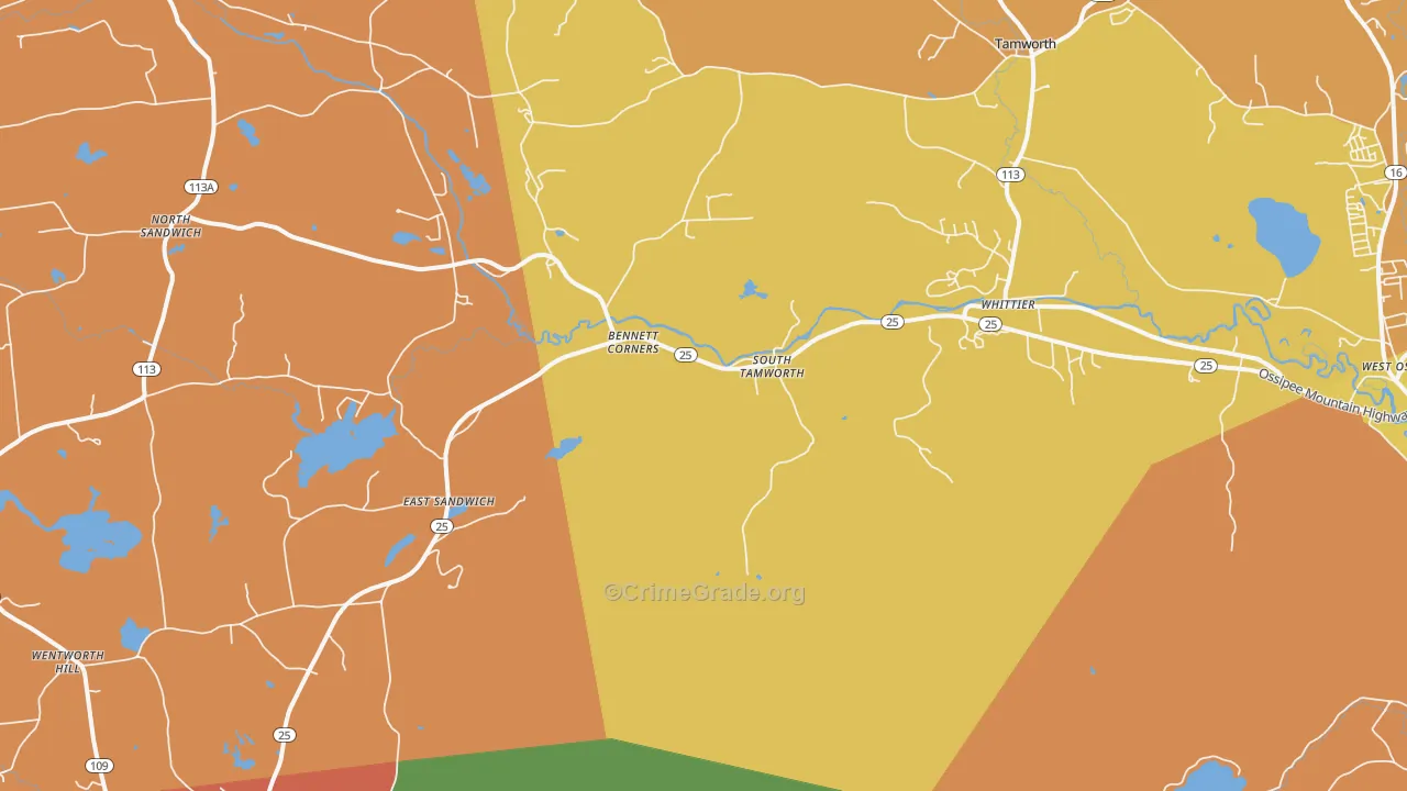 South Tamworth, NH Map of Vandalism Rates