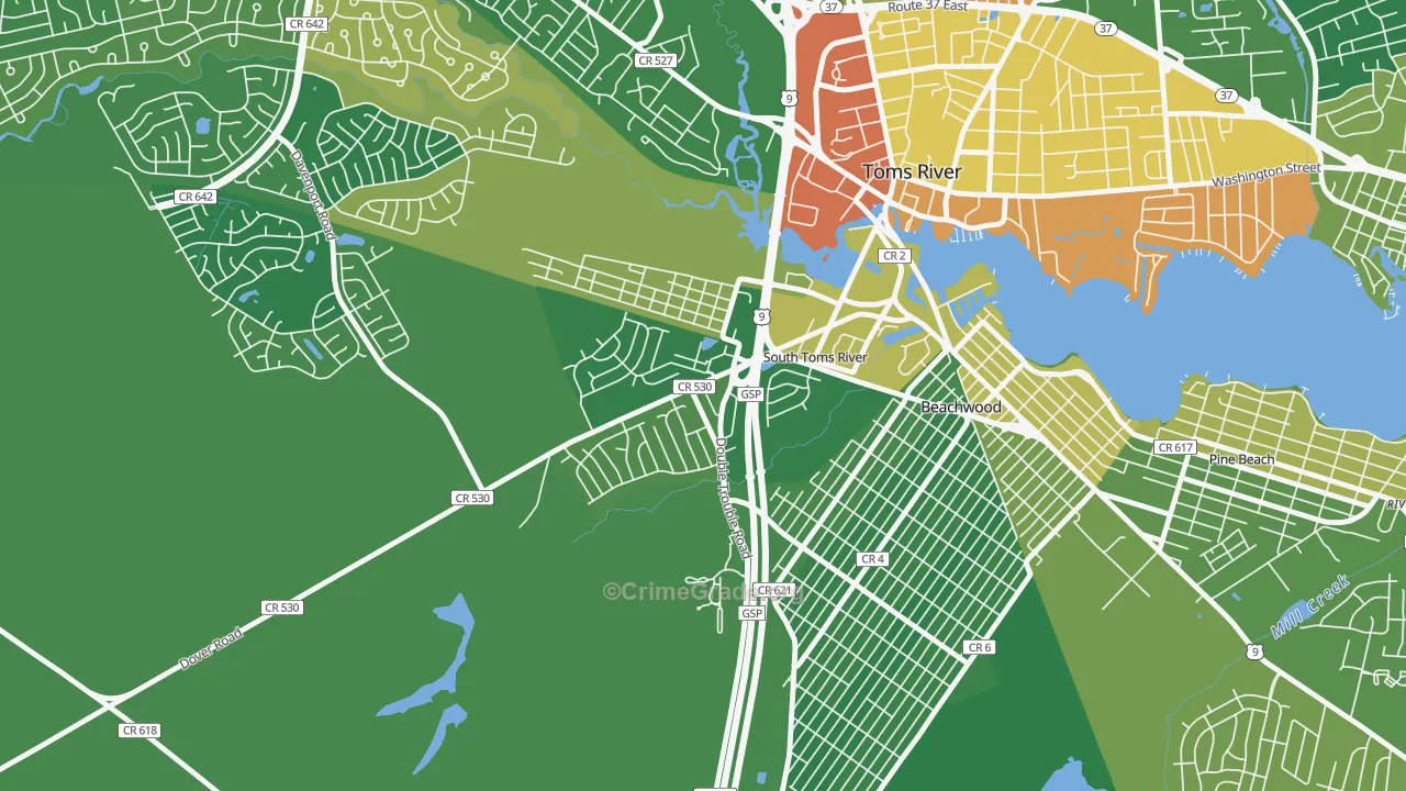 South Toms River, NJ Map of Vandalism Rates