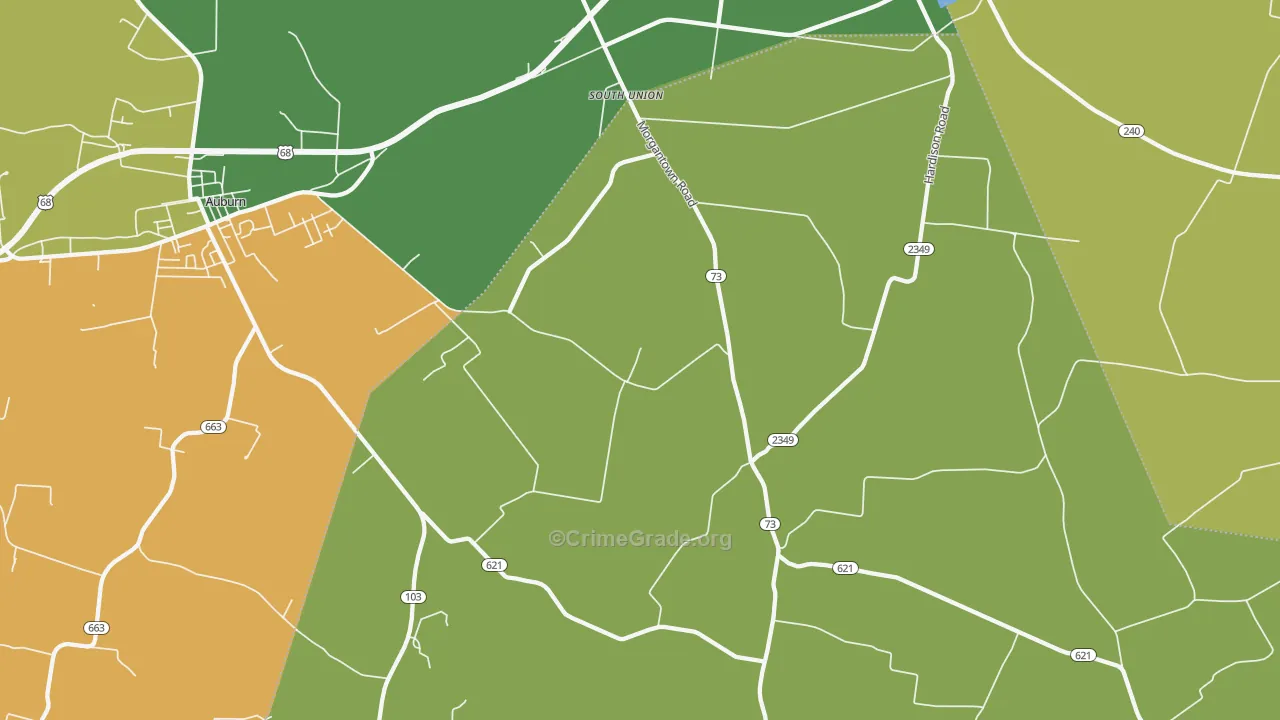 South Union, KY Map of Vandalism Rates