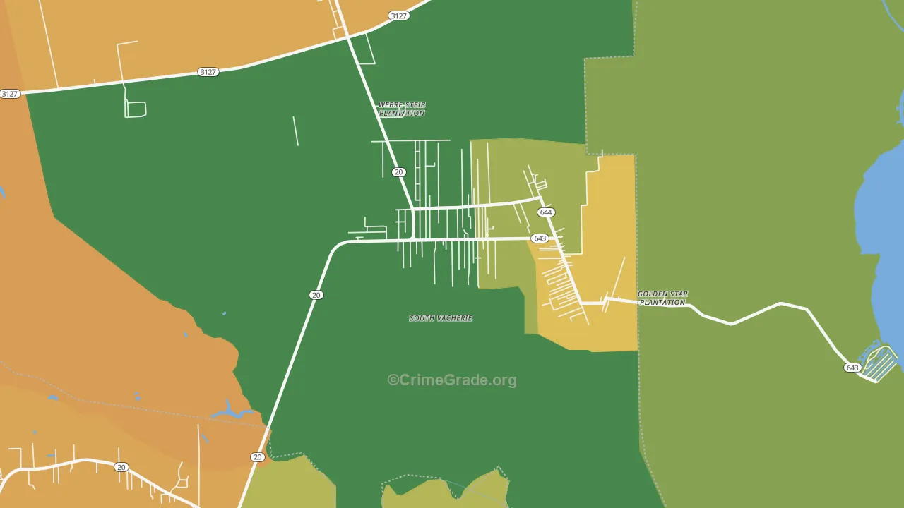 South Vacherie, LA Map of Vandalism Rates