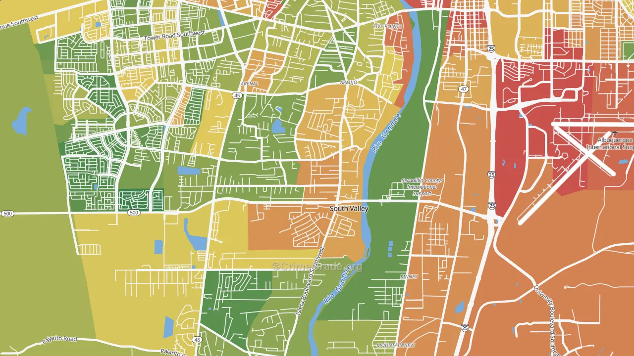 South Valley, NM Map of Vandalism Rates