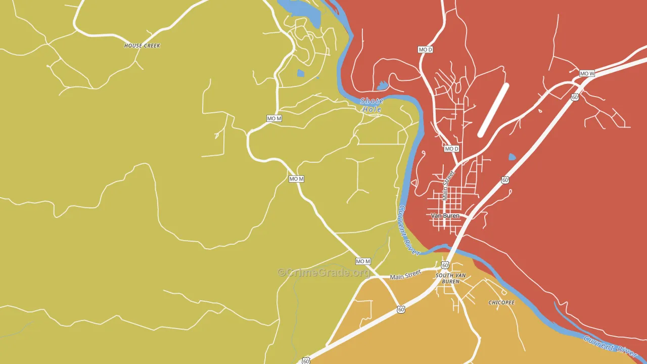 South Van Buren, MO Map of Vandalism Rates
