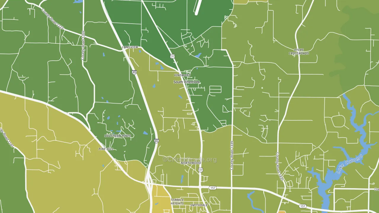 South Vinemont, AL Map of Vandalism Rates