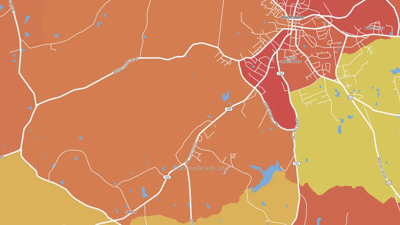 South Wadesboro, NC Map of Vandalism Rates