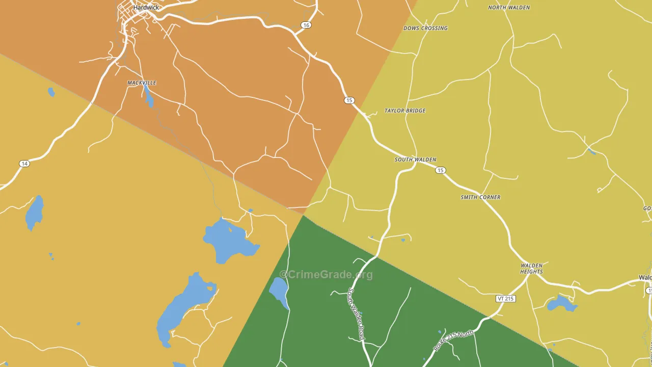 South Walden, VT Map of Vandalism Rates