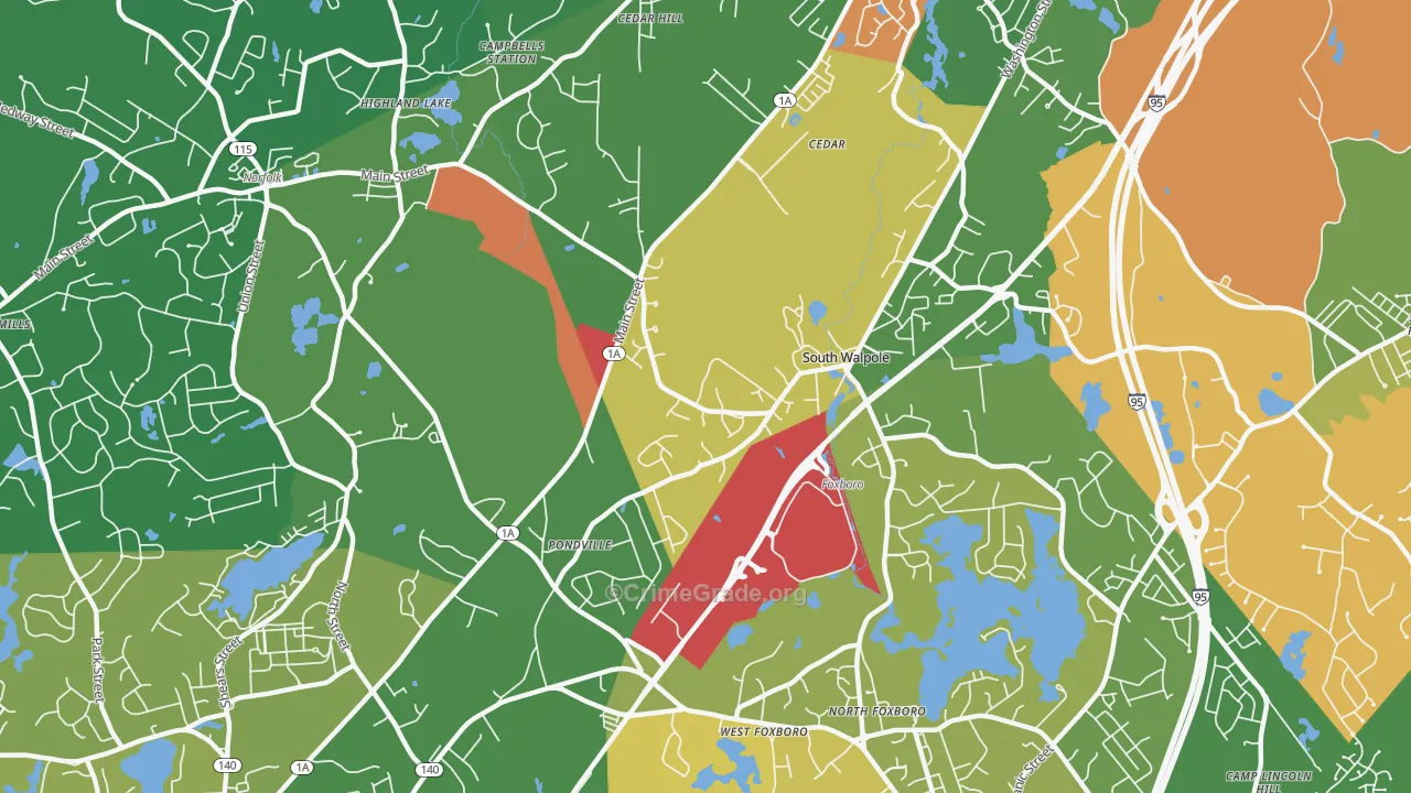 South Walpole, MA Map of Vandalism Rates
