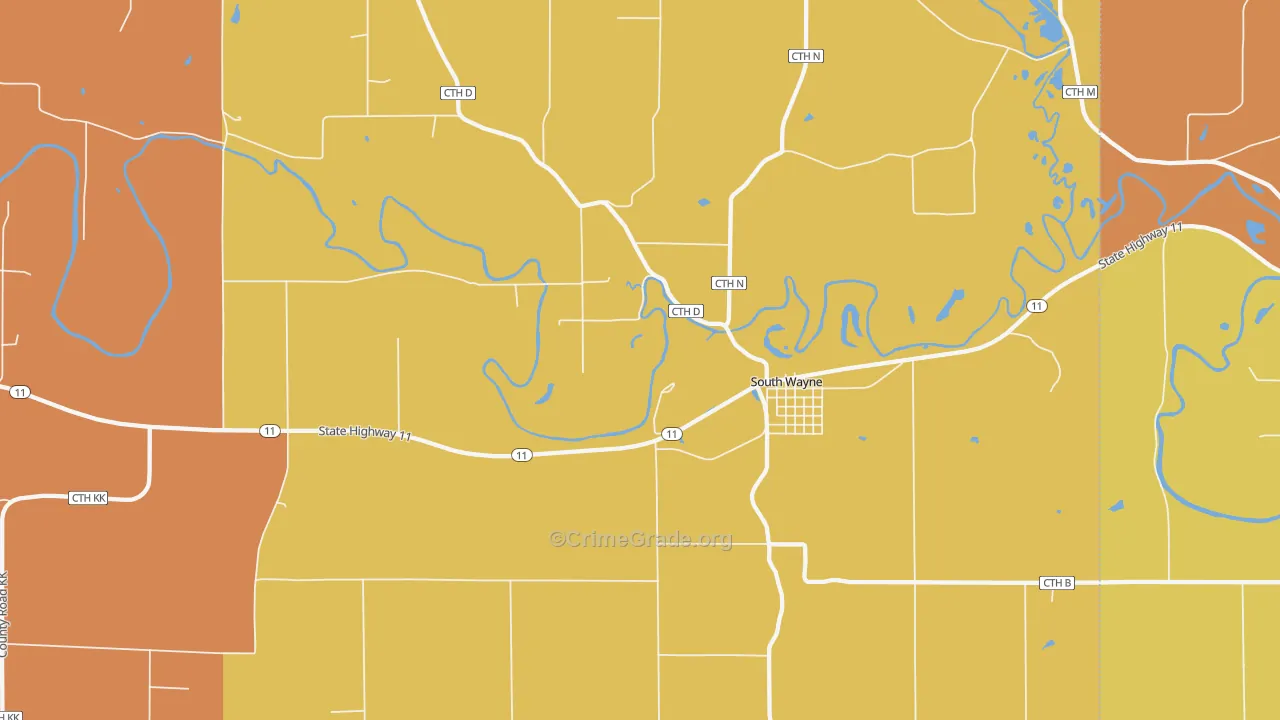 South Wayne, WI Map of Vandalism Rates