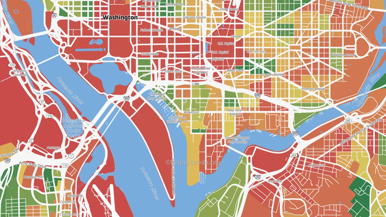 South West, Washington, DC Map of Vandalism Rates