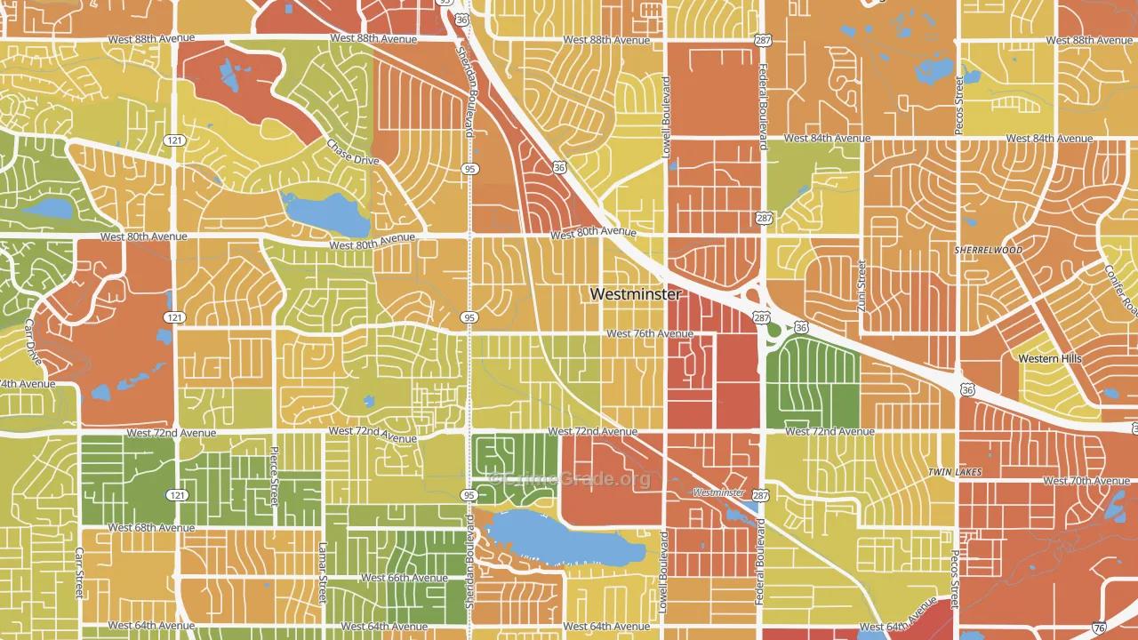South Westminster, Westminster, CO Map of Vandalism Rates