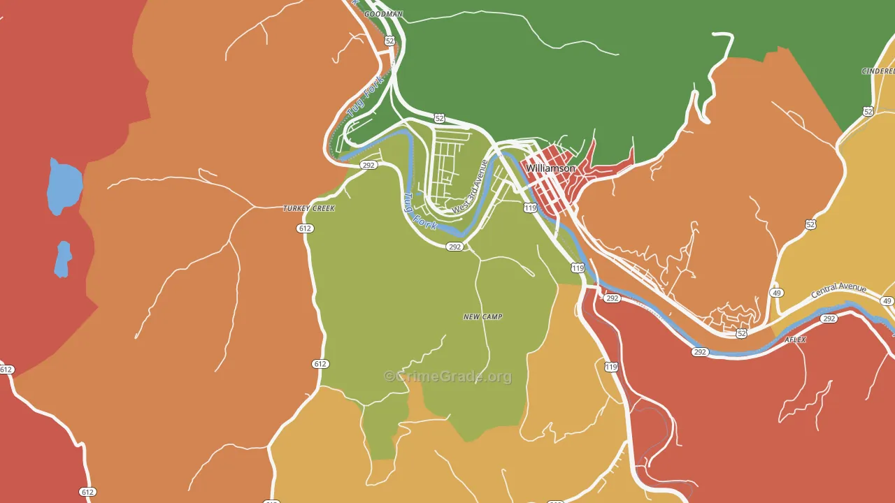 South Williamson, KY Map of Vandalism Rates