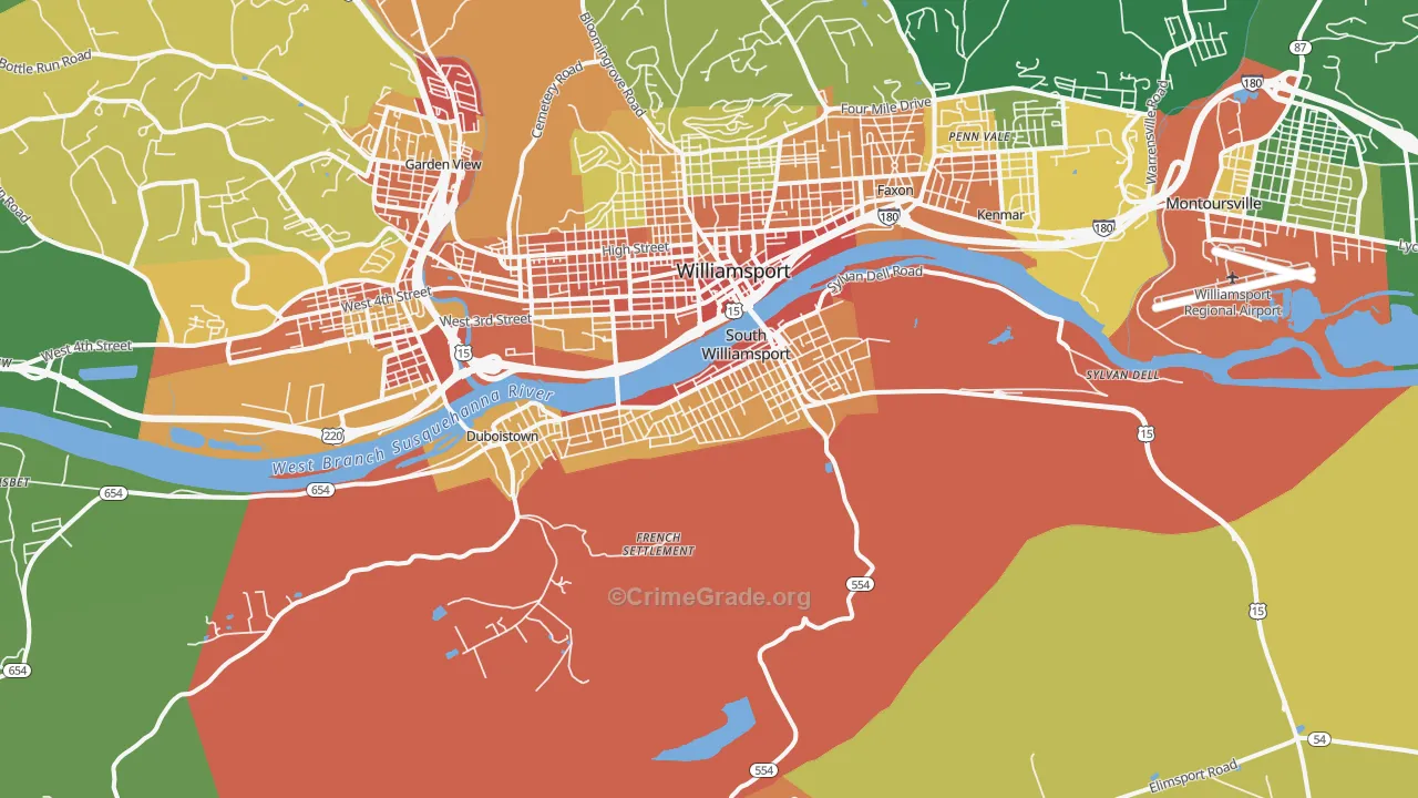South Williamsport, PA Map of Vandalism Rates