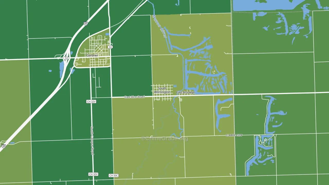 South Wilmington, IL Map of Vandalism Rates