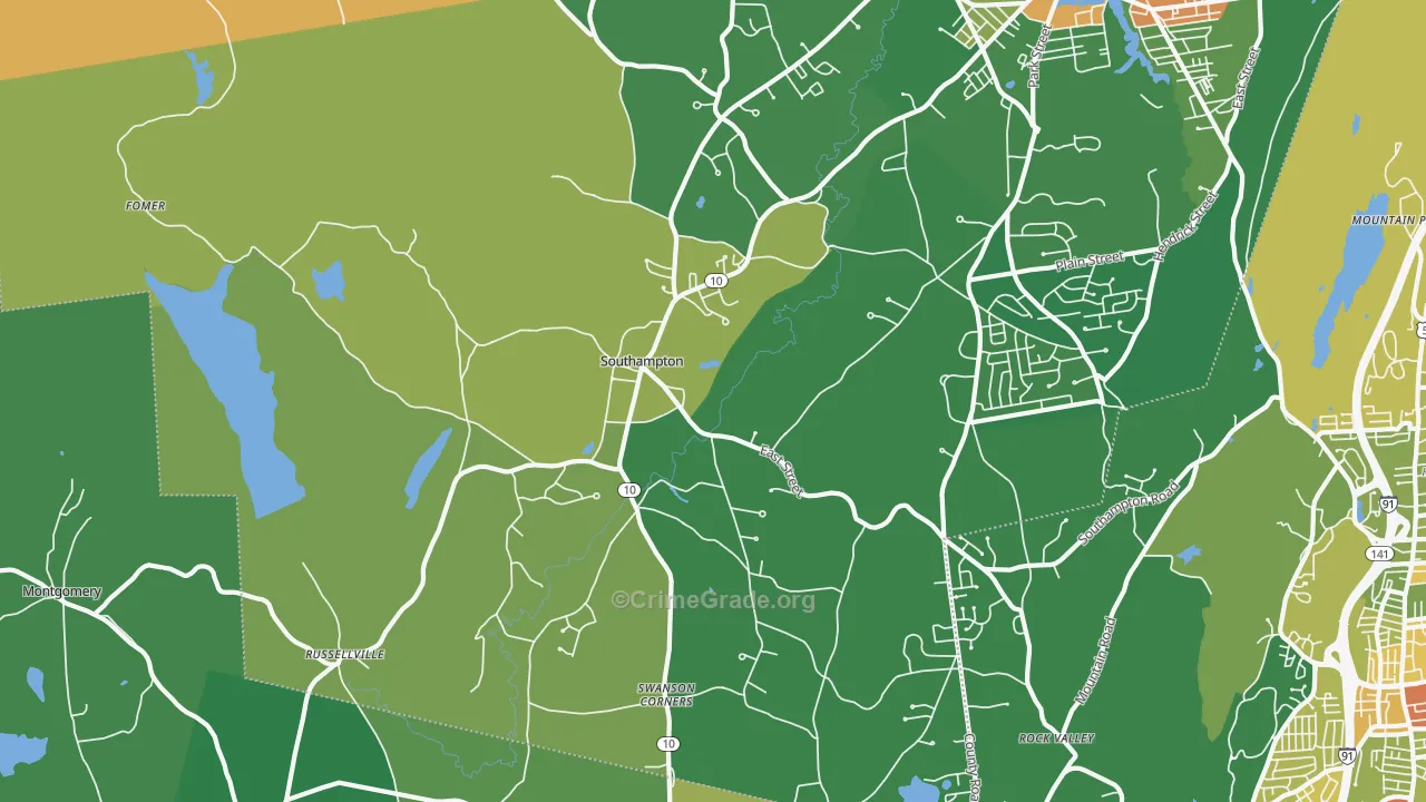 Southampton, MA Map of Vandalism Rates