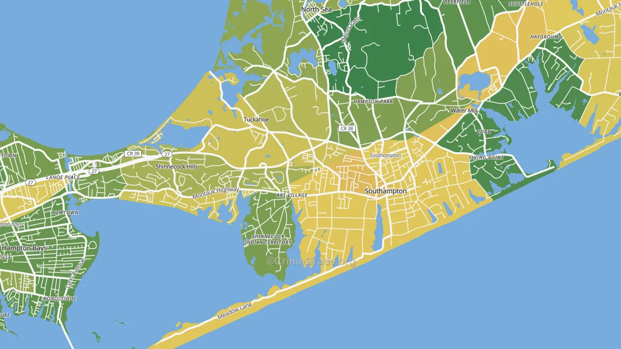 Southampton, NY Map of Vandalism Rates
