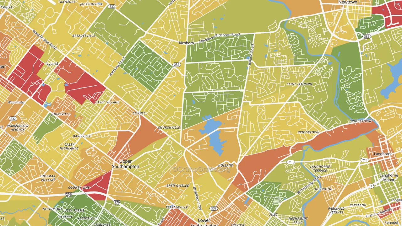 Southampton, PA Map of Vandalism Rates