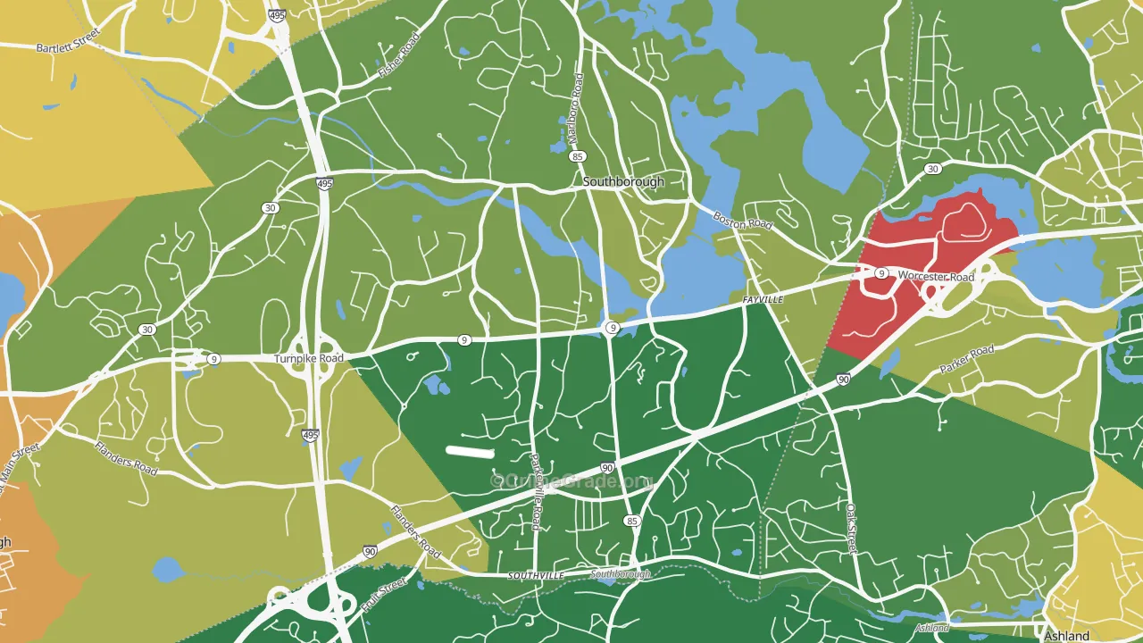 Southborough, MA Map of Vandalism Rates