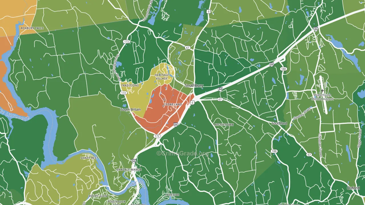 Southbury, CT Map of Vandalism Rates