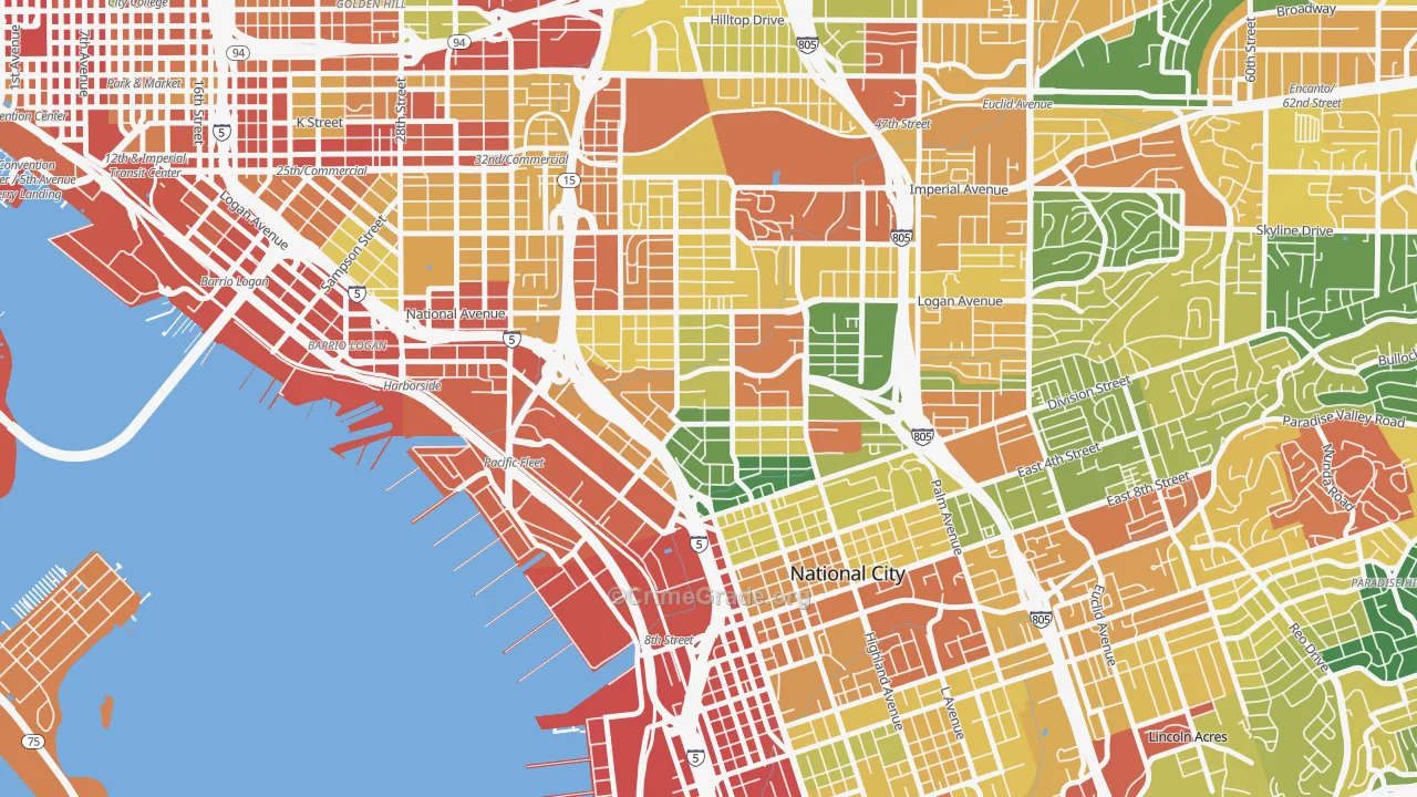 Southcrest, San Diego, CA Map of Vandalism Rates