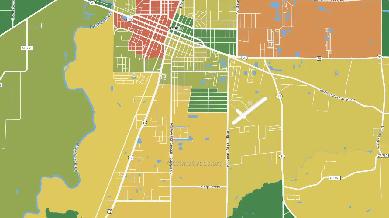 Southeast Arcadia, FL Map of Vandalism Rates