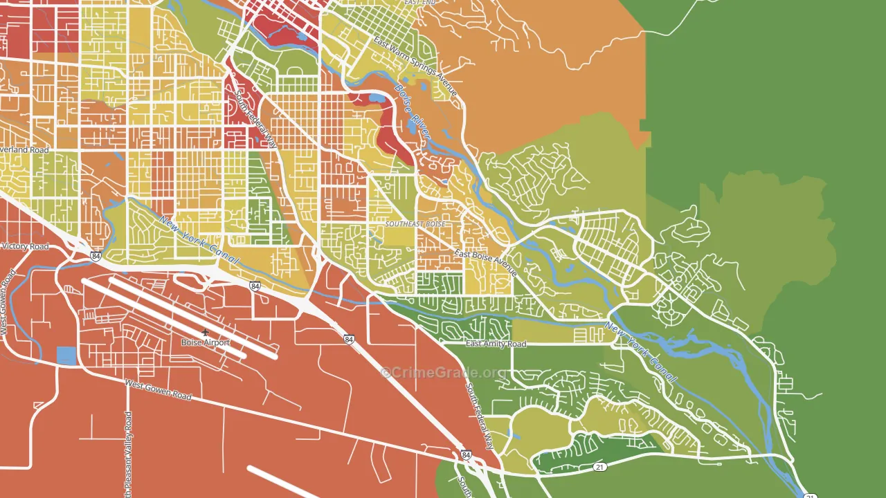 Southeast Boise, Boise, ID Map of Vandalism Rates