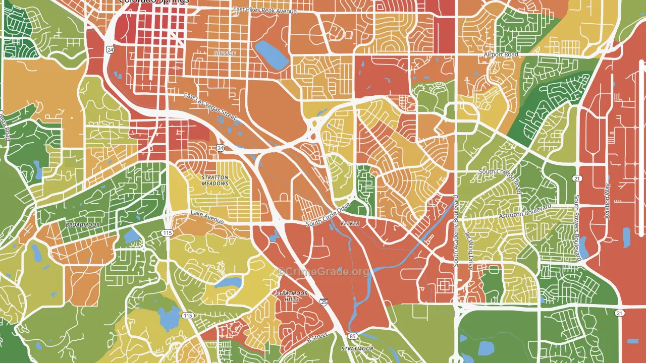 Southeast Colorado Springs, Colorado Springs, CO Map of Vandalism Rates
