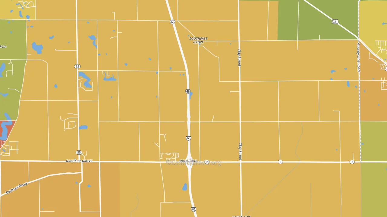 Southeast Grove, IN Map of Vandalism Rates