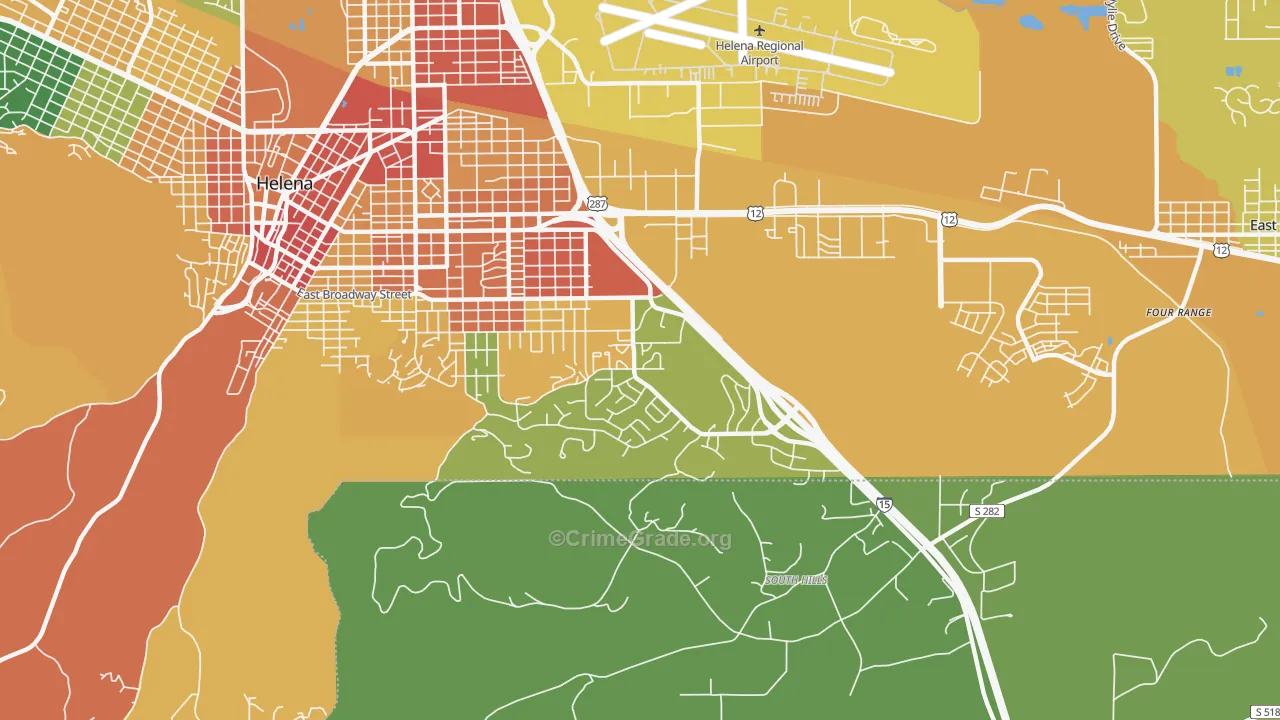 Southeast, Helena, MT Map of Vandalism Rates