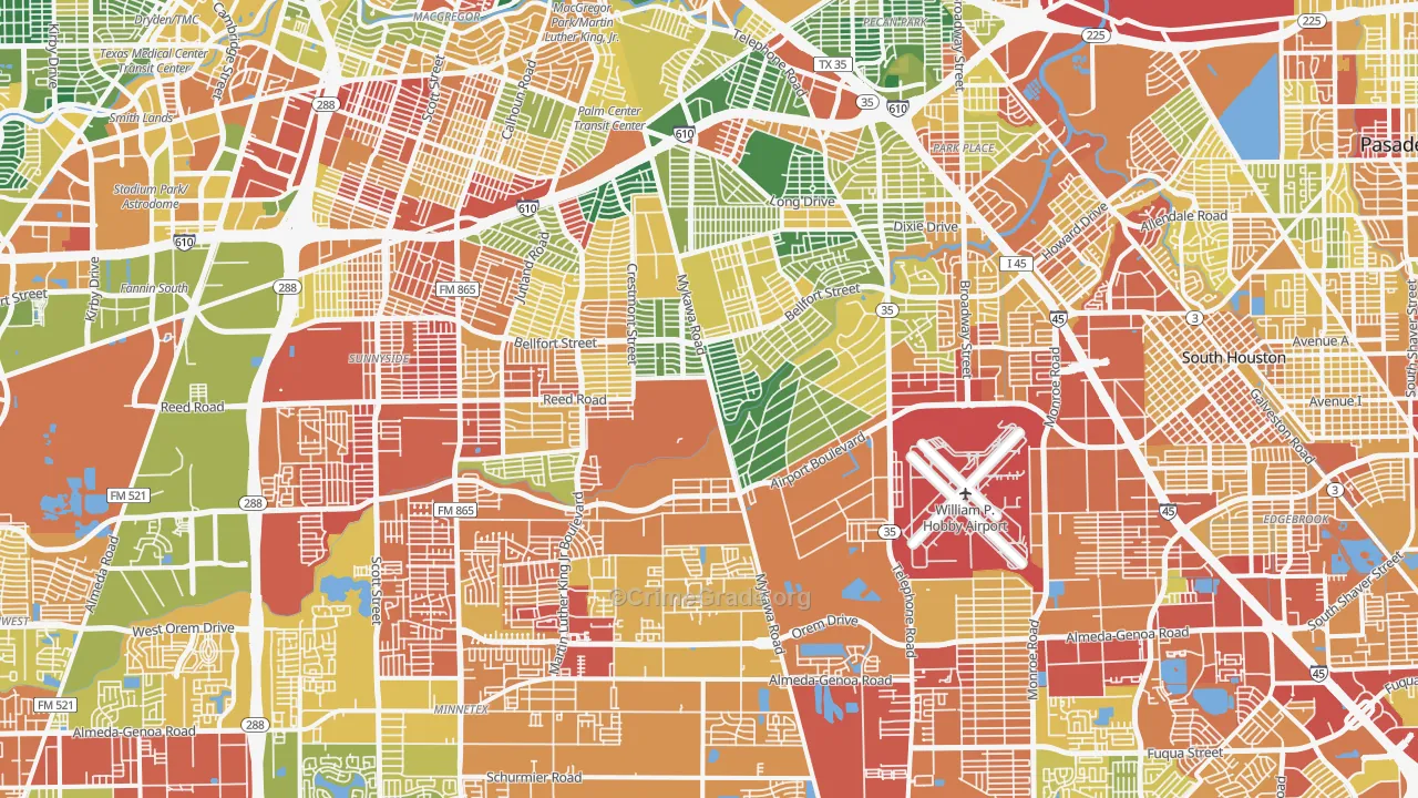 Southeast, Houston, TX Map of Vandalism Rates