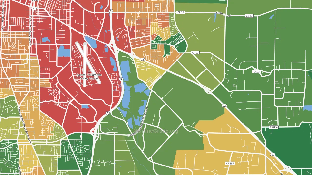 Southeast Mill Creek, Salem, OR Map of Vandalism Rates
