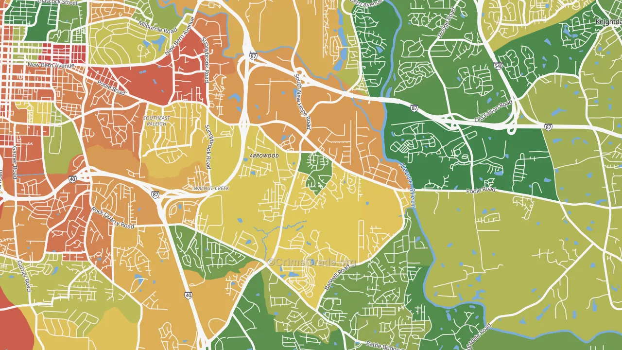Southeast, Raleigh, NC Map of Vandalism Rates