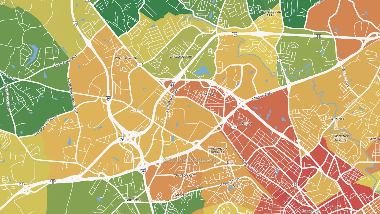 Southern Shops, SC Map of Vandalism Rates