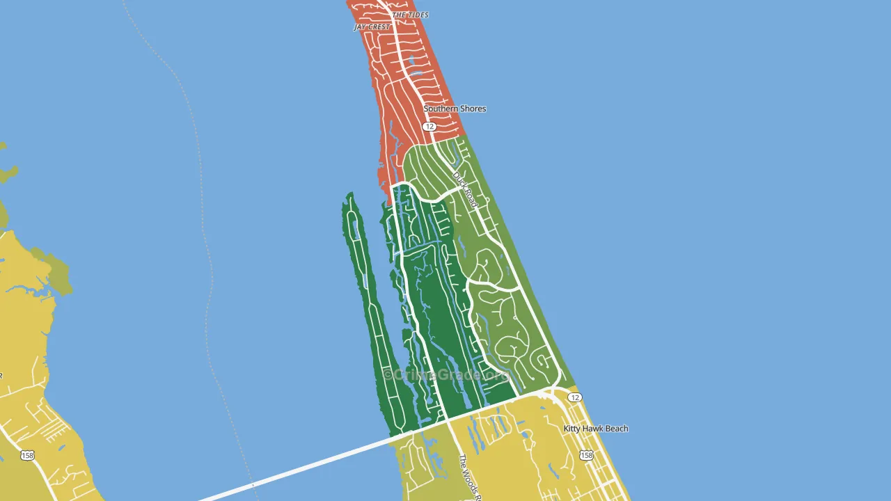 Southern Shores, NC Map of Vandalism Rates