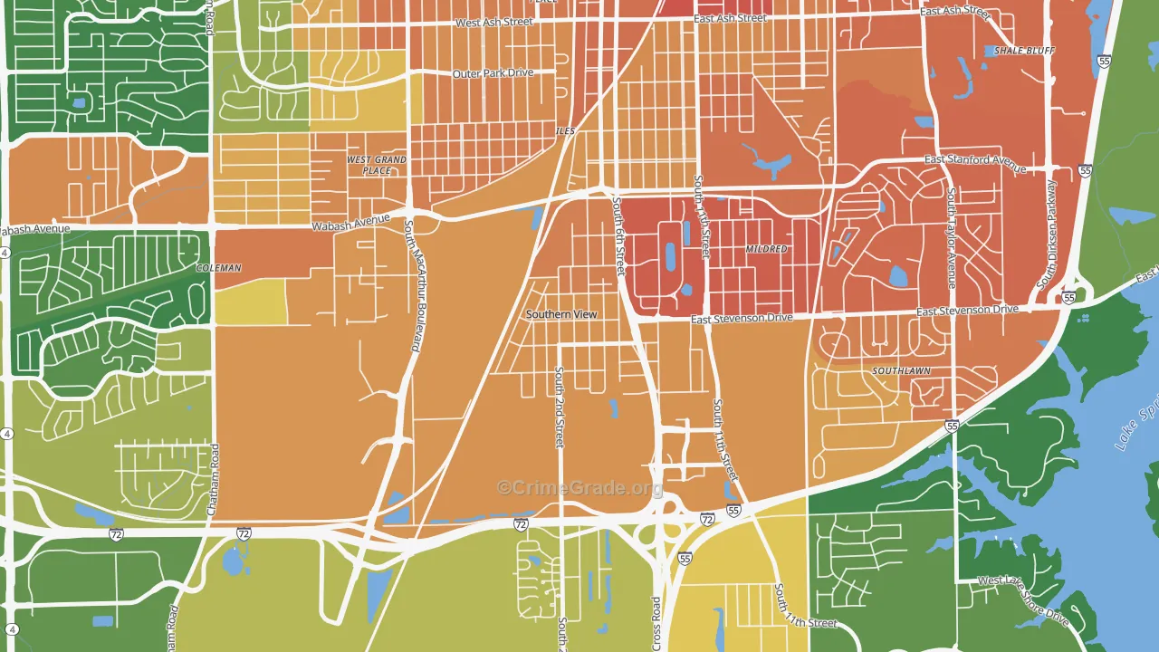 Southern View, IL Map of Vandalism Rates