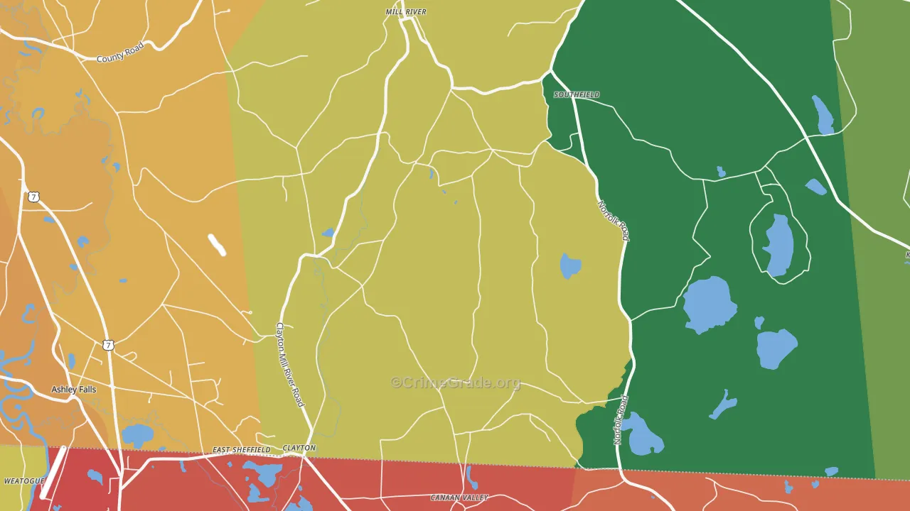 Southfield, MA Map of Vandalism Rates